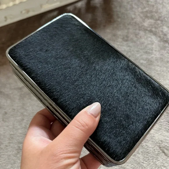 Michael Kors Black Calf Hair & Leather Clutch with 2 detachable straps - Picture 1 of 10